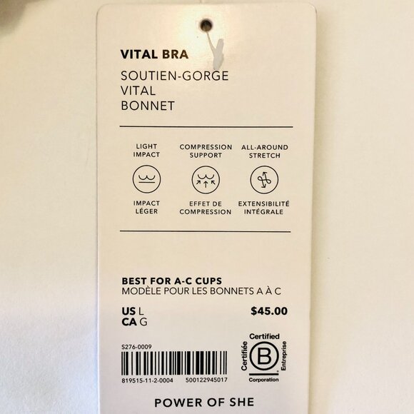 Athleta Vital Bra Racerback Sports Bra Size L Best for A-C cup with Pads White - Picture 10 of 12